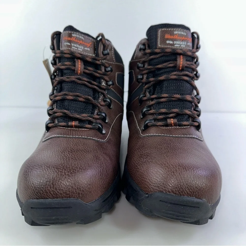 Weatherproof Vintage Jasper Outdoor Boots Mens 13M Brown Faux Leather Shoes NWB
